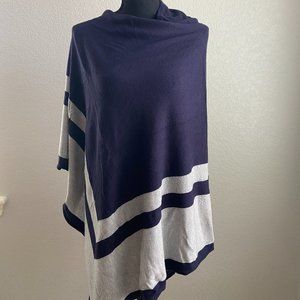 Ann Taylor Navy/Grey Poncho, Size M